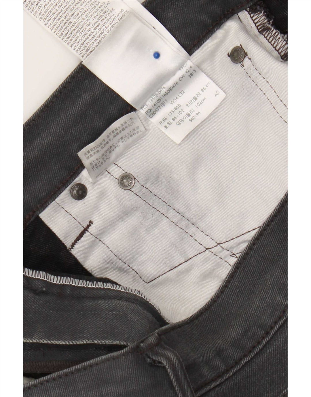 Jeans slim da uomo Levi's W34 L32 cotone grigio