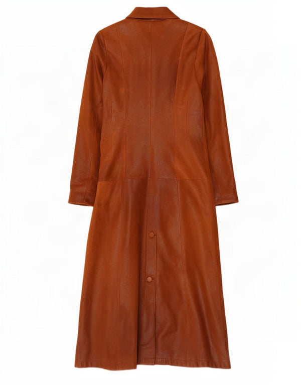 Cappotto in pelle vintage da donna UK 12 Marrone medio
