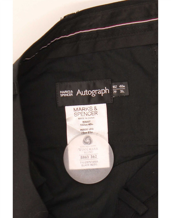 Pantaloni da abito dritti autografi da uomo Marks & Spencer W40 L31 neri