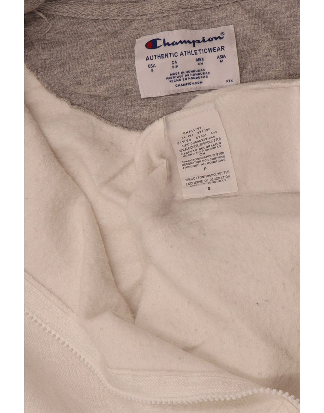 Maglione con cappuccio e zip da uomo Champion piccolo in cotone bianco