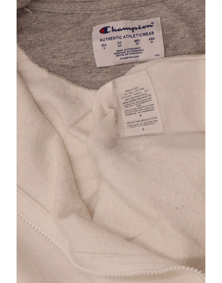 Maglione con cappuccio e zip da uomo Champion piccolo in cotone bianco