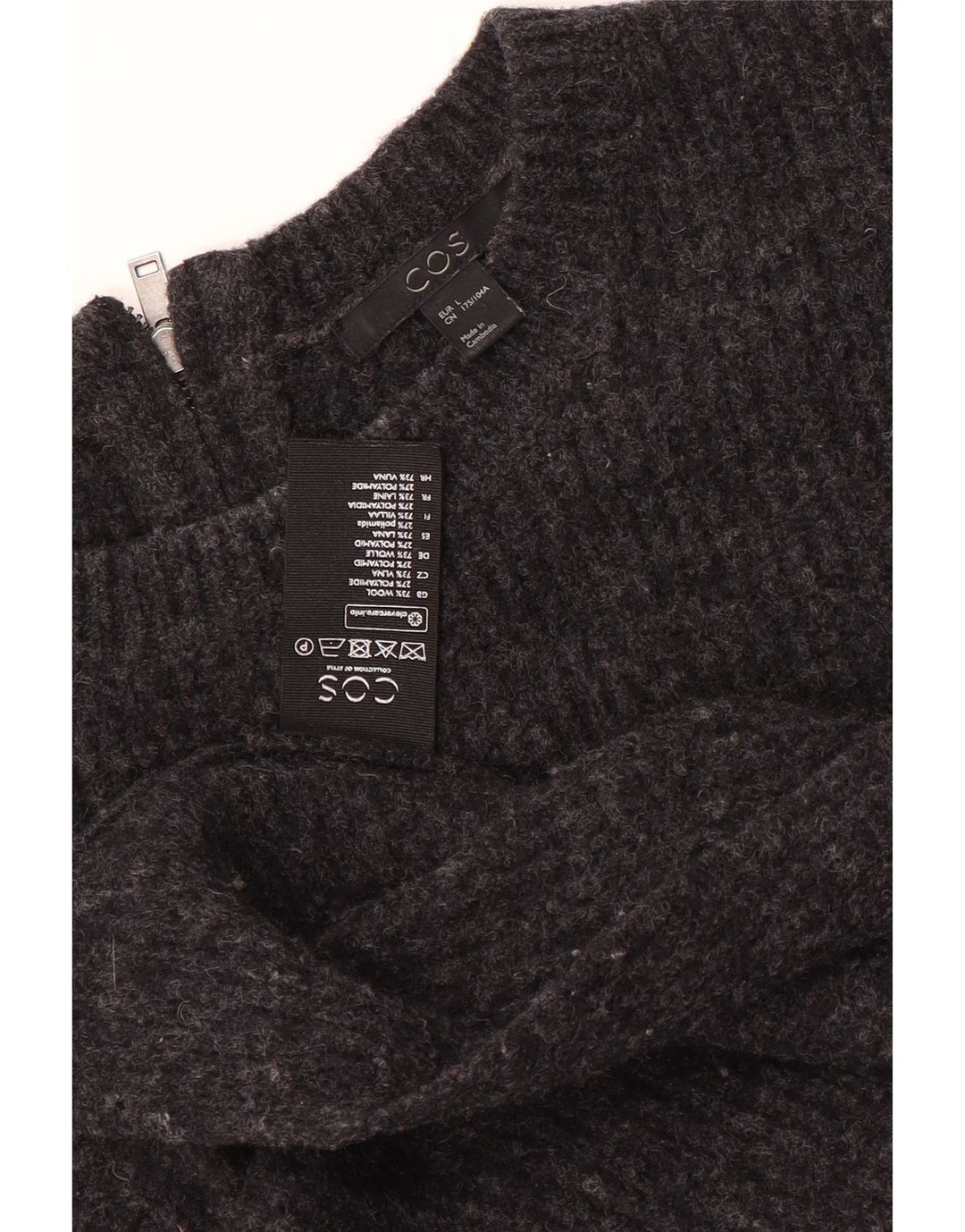 Maglione cardigan da donna Cos UK 16 grande lana grigia