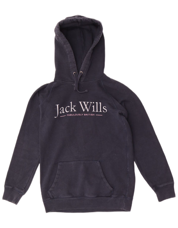 Maglione con cappuccio grafico da donna Jack Wills UK 6 XS cotone blu navy