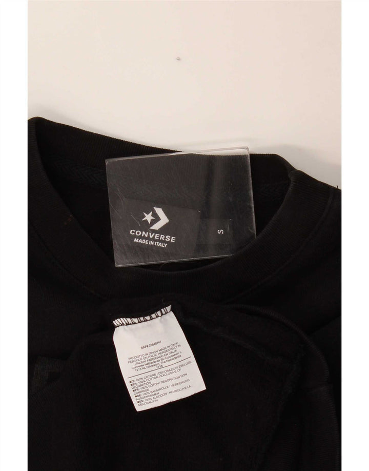 Felpa con grafica corta oversize da donna Converse UK 10 piccola nera