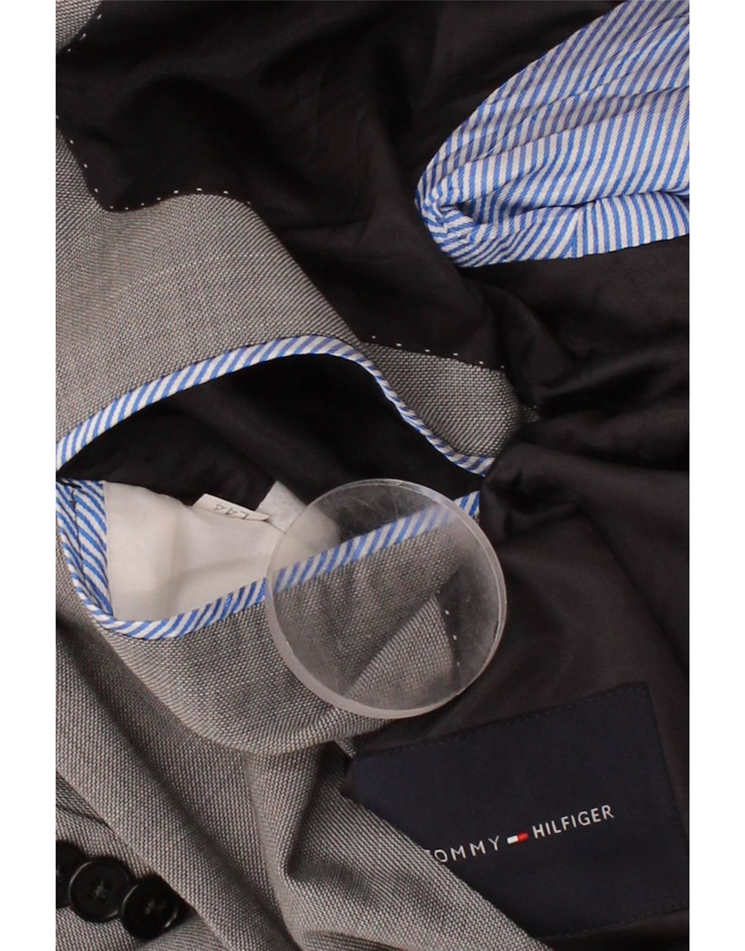 TOMMY HILFIGER Mens 2 Button Blazer Jacket UK 44 2XL Grey Vintage Tommy Hilfiger and Second-Hand Tommy Hilfiger from Messina Hembry 