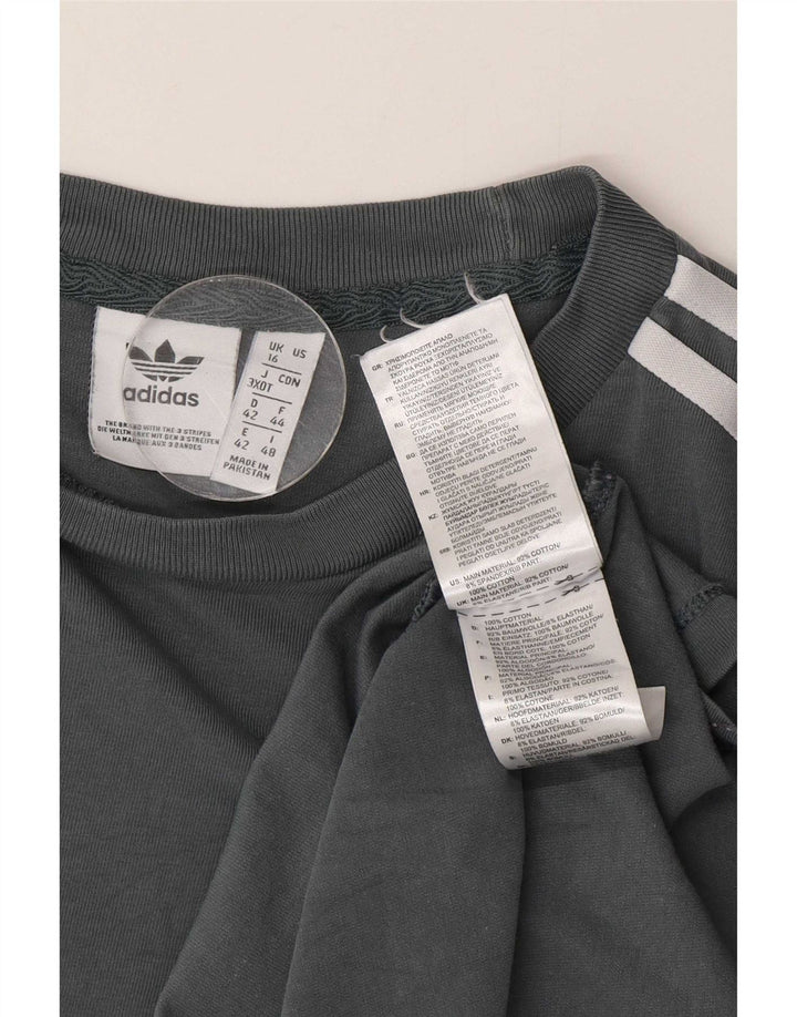 Adidas Womens Top Long Sleeve UK 16 Large  Grey Cotton