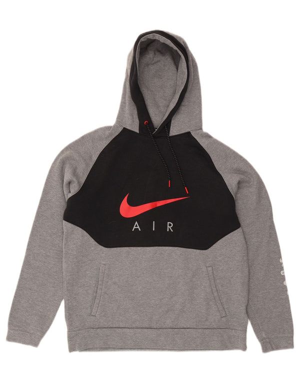 Felpa con cappuccio grafica da uomo Nike Large in cotone color block grigio