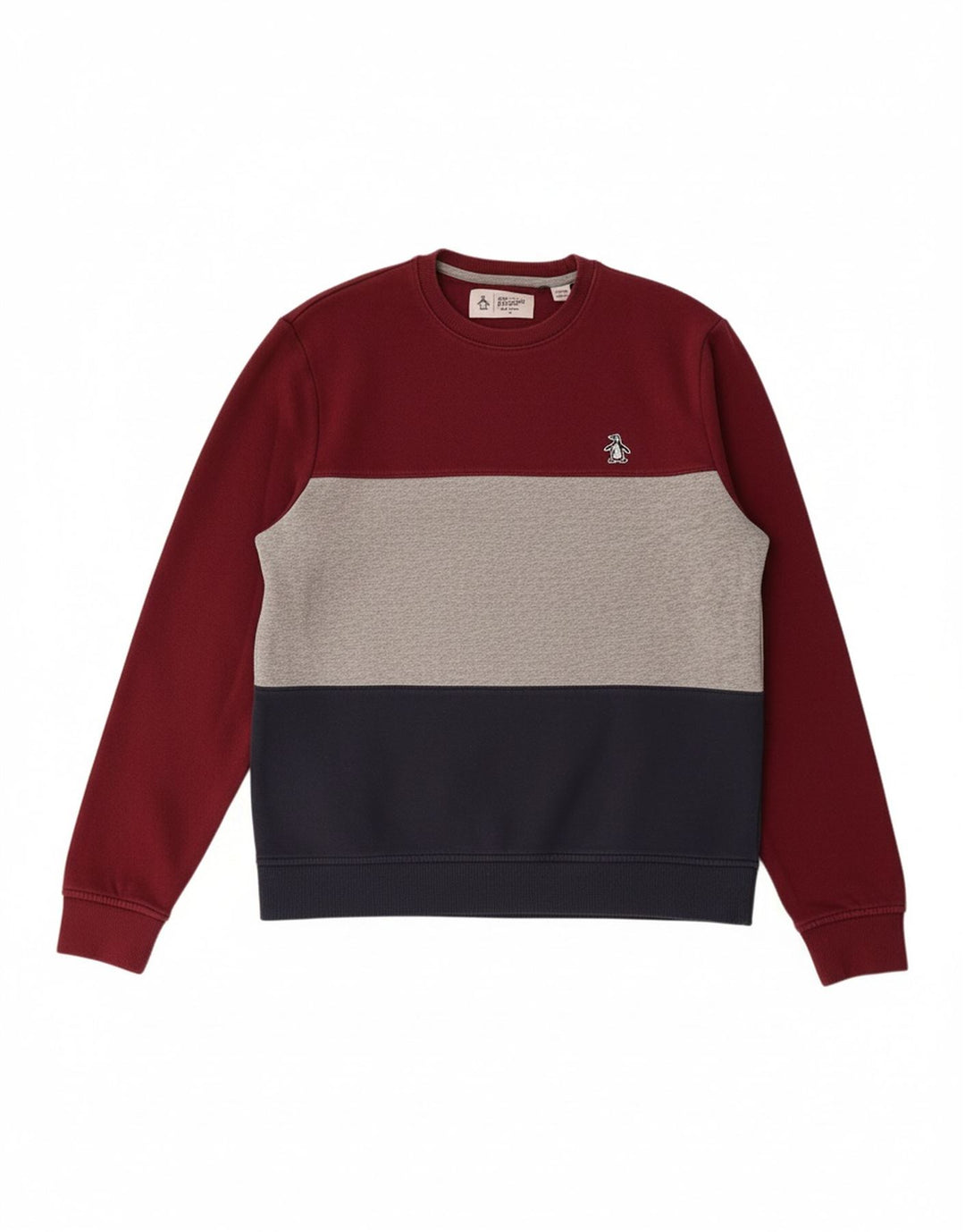 PENGUIN Mens Sweatshirt Jumper Small Multicoloured Colourblock Cotton