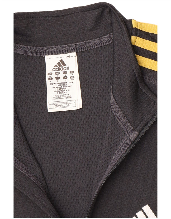 Top della tuta da uomo Adidas Climalite con zip e collo in poliestere grigio medio