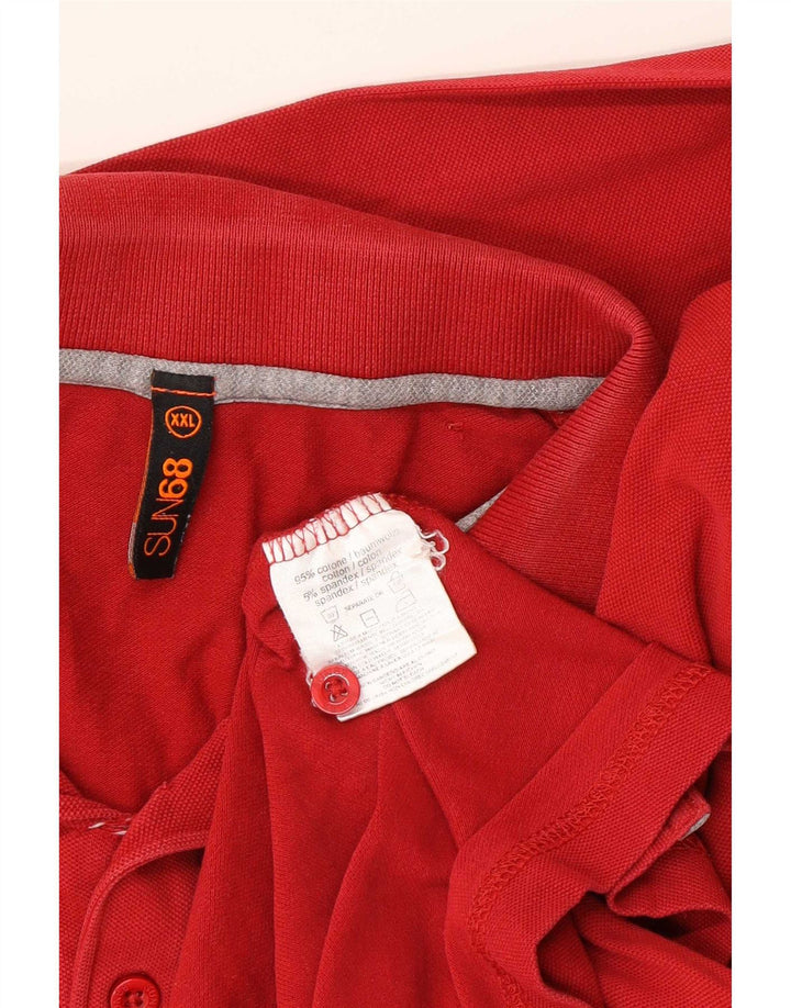 Polo a maniche lunghe da uomo Sun68 2XL cotone rosso