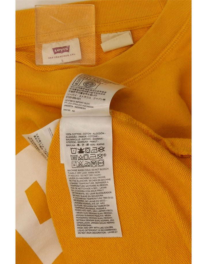 Levi's Felpa con grafica da donna Maglione UK 16 Large Giallo Cotone