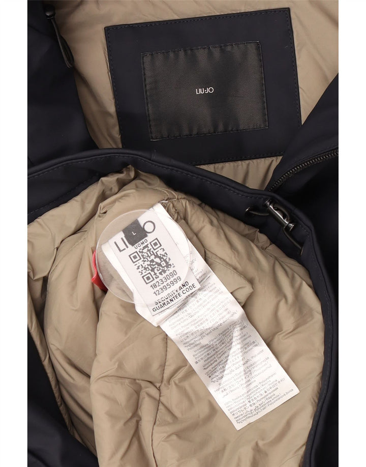 Giacca a vento con cappuccio da uomo Liu Jo UK 40 Large in poliestere blu navy