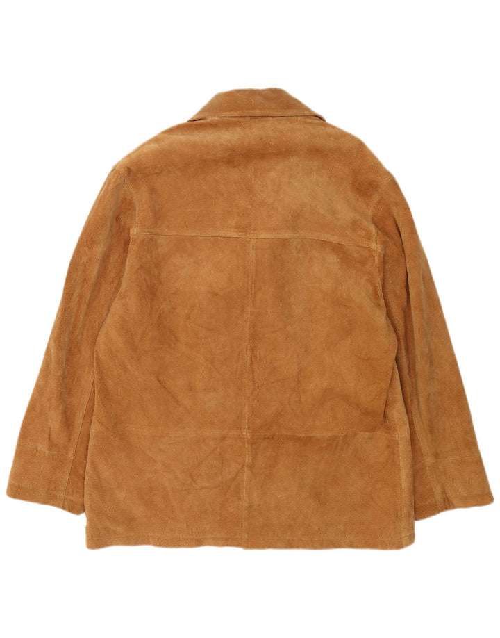 Giacca blazer vintage da uomo in pelle scamosciata a 3 bottoni IT 52 XL in pelle marrone