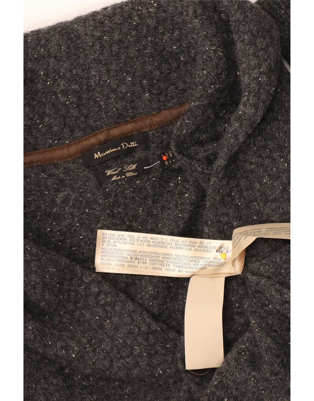Massimo Dutti Maglione Cardigan da Uomo Grande in Lana Grigia