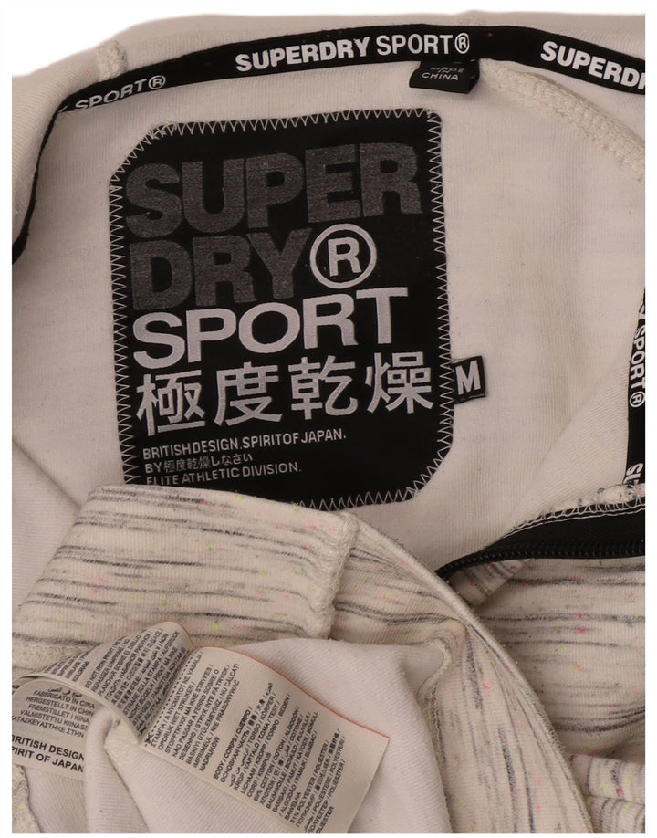Maglione con cappuccio e zip grafica da donna Superdry UK 14 medio bianco chiazzato