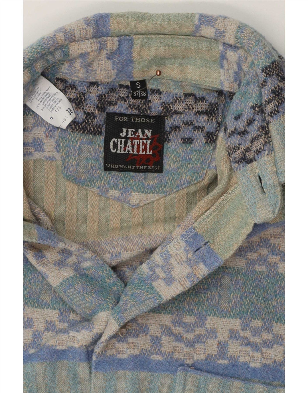 Jean chatel Camicia da uomo overshirt taglia 37/38 piccola geometrica multicolore