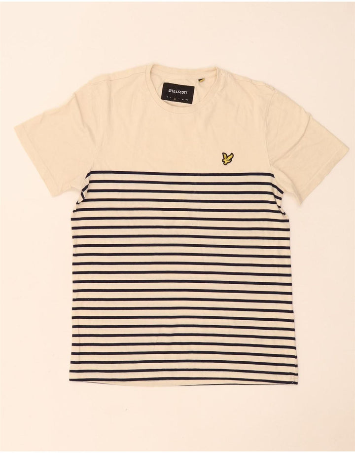 T-shirt da uomo Lyle & Scott Top in cotone a righe beige medio