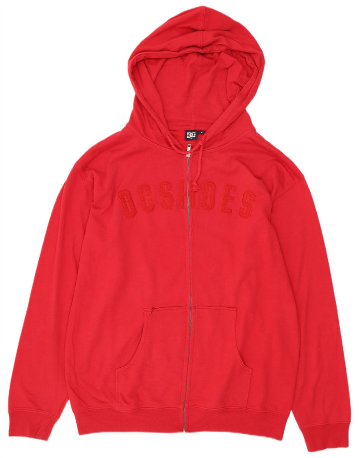 Maglione con cappuccio e zip grafica DC da uomo in cotone rosso medio