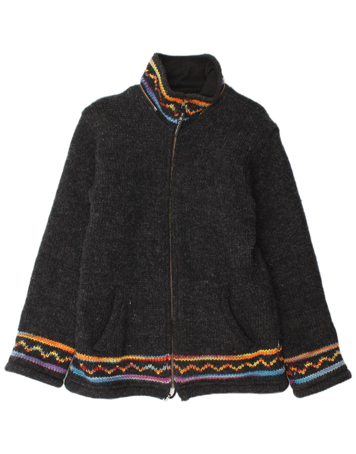 Maglione cardigan con zip da uomo THC grande nero geometrico