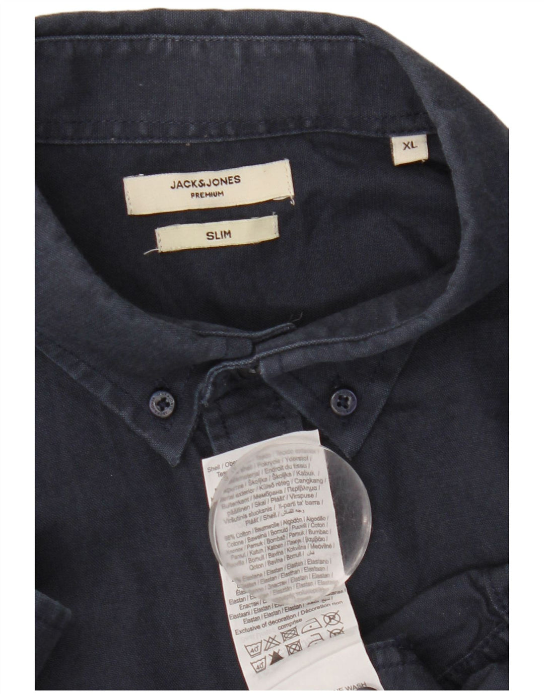 Camicia slim da uomo Jack & Jones XL in cotone blu navy