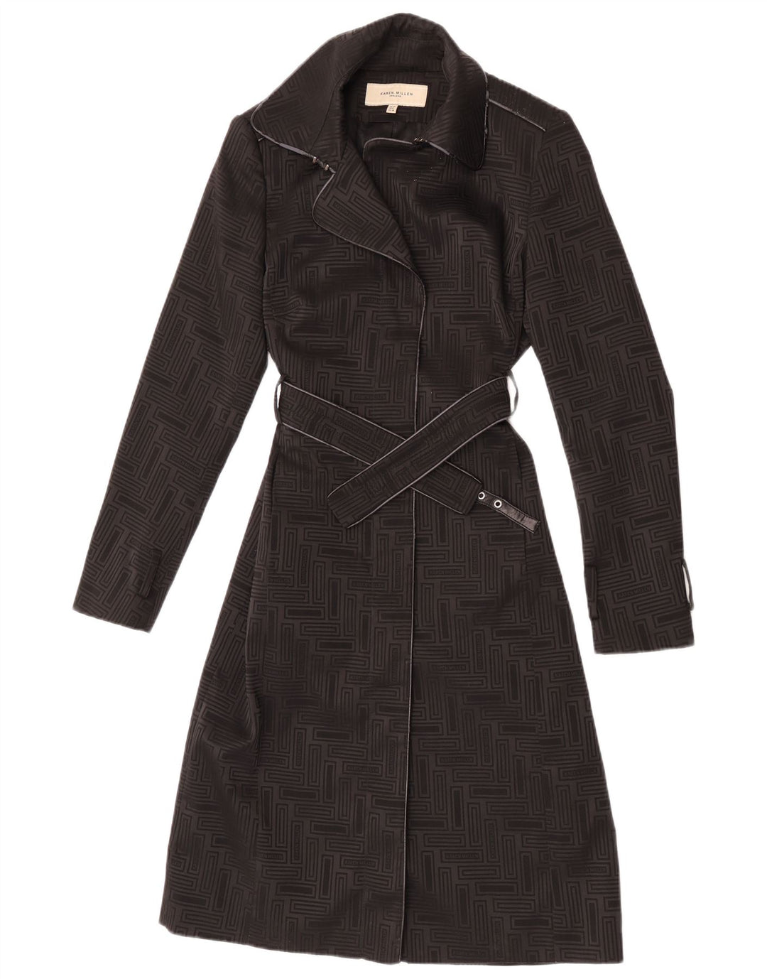 Trench da donna Karen Millen UK 10 Piccolo poliestere geometrico nero