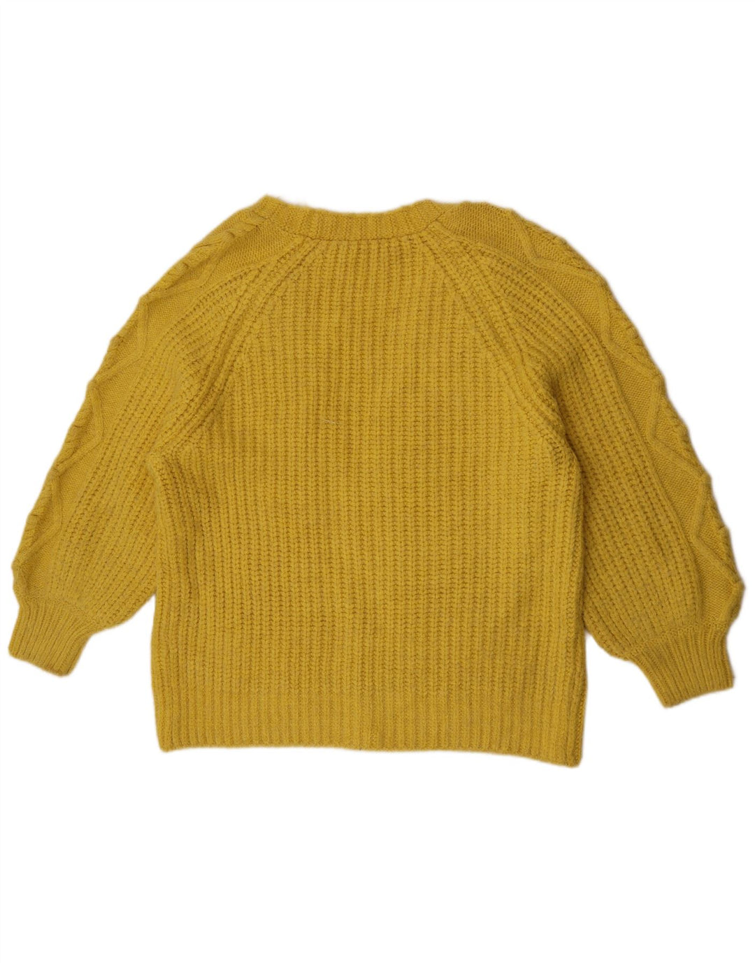 Maglione cardigan aperto da donna Marks & Spencer UK 16 grande acrilico giallo