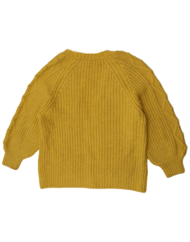 Maglione cardigan aperto da donna Marks & Spencer UK 16 grande acrilico giallo