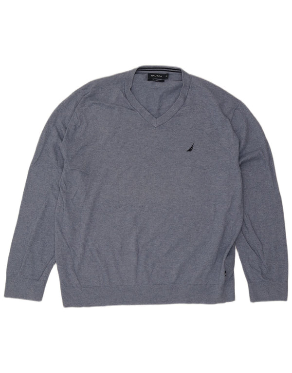 Maglione da uomo con scollo a V Nautica 2XL cotone blu
