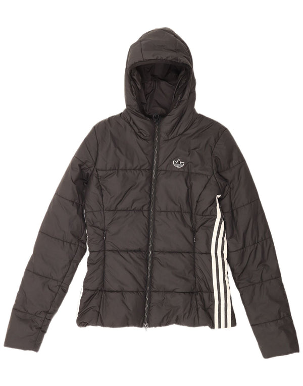 Giacca imbottita con cappuccio da donna Adidas UK 8 Small poliestere nero