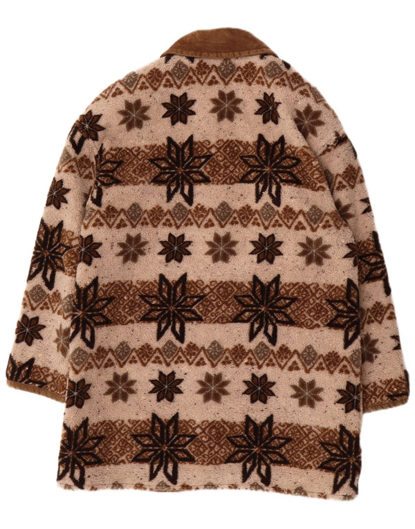 Cappotto giacca a vento oversize da donna VINTAGE UK 10 Small Beige Fair Isle