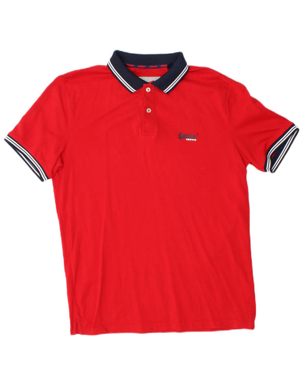 Polo da rugby da uomo Superdry grande rossa in cotone