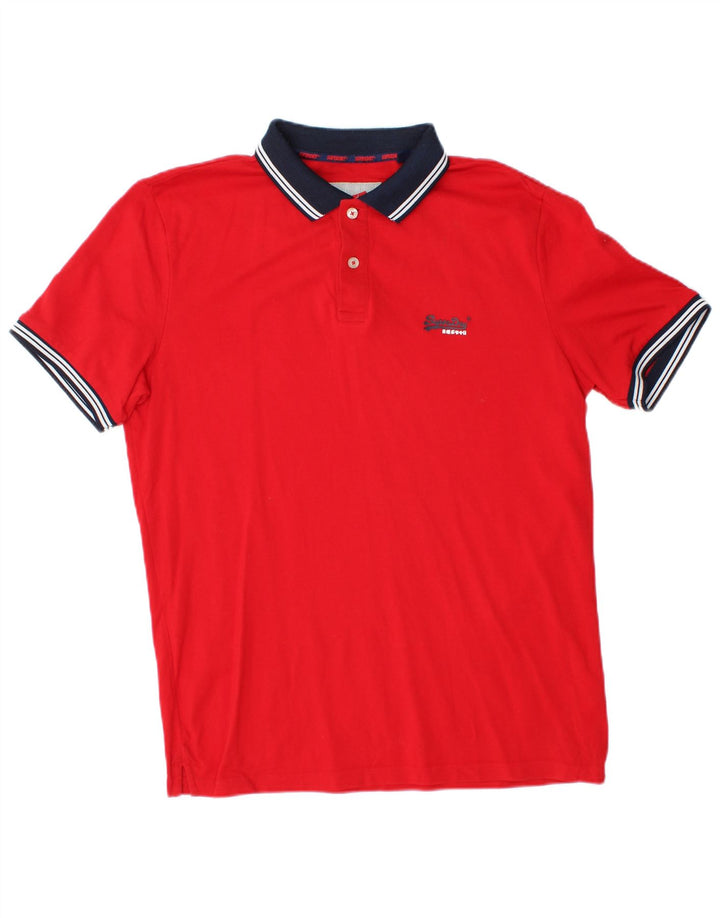 Polo da rugby da uomo Superdry grande rossa in cotone