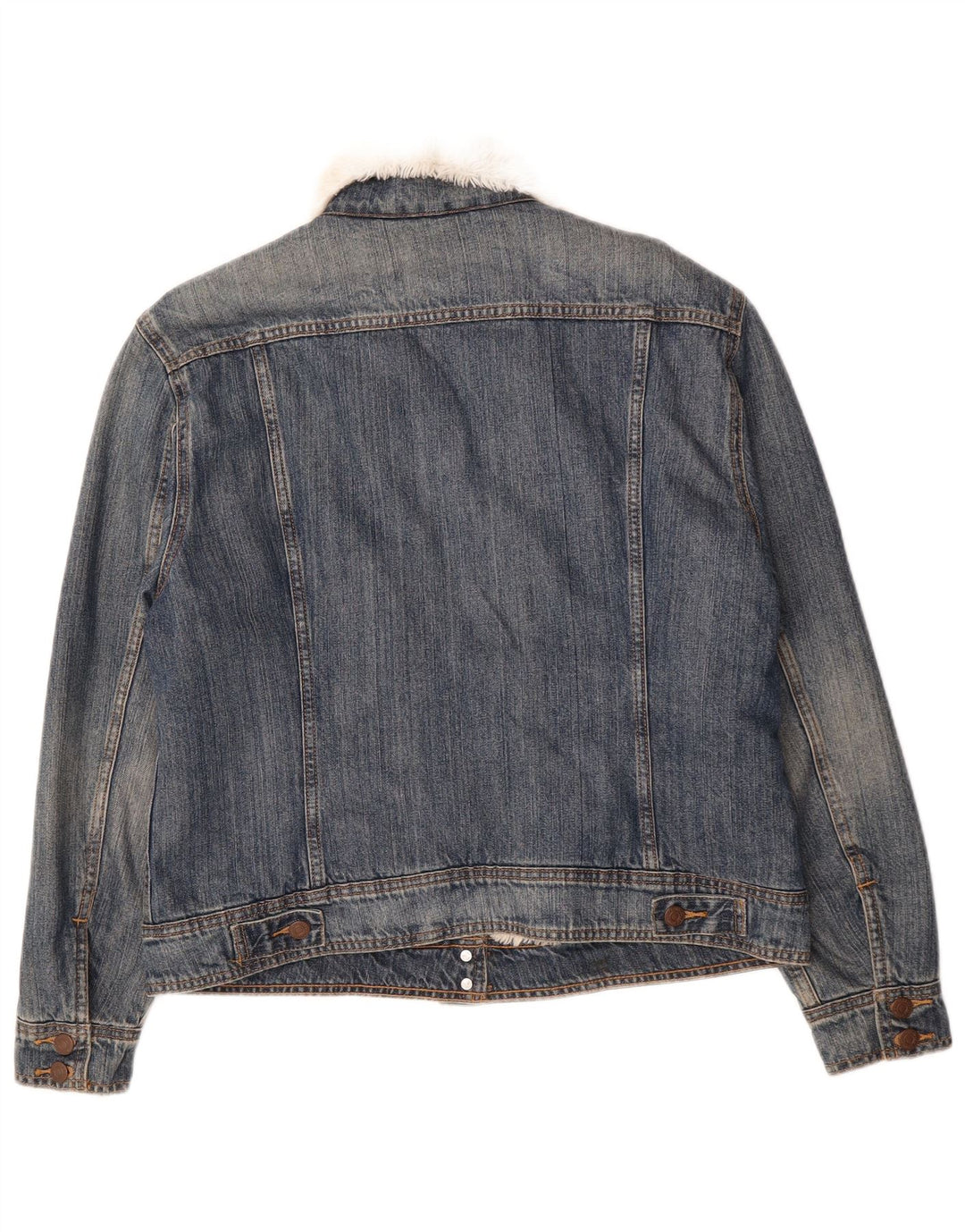 LEVI'S Womens Denim Sherpa Jacket UK 18 XL Blue Cotton