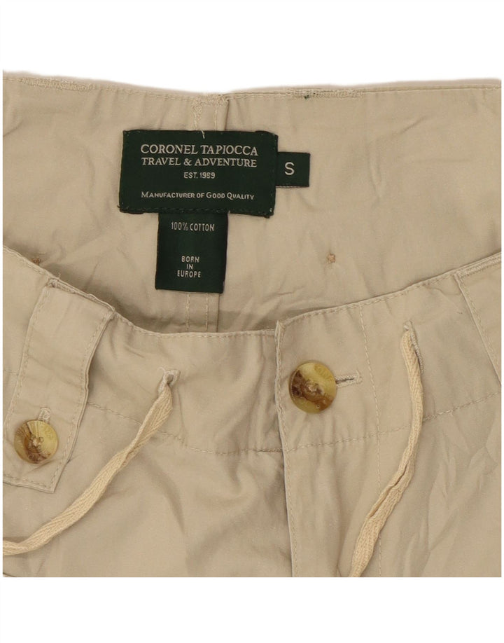 Pantaloni capri cargo vintage da donna piccoli W27 L21 in cotone beige