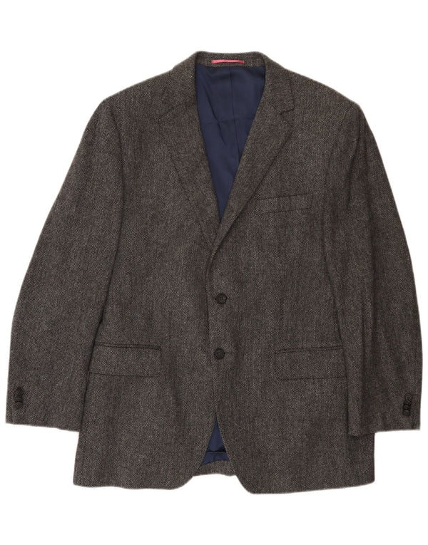 Giacca blazer da uomo a 2 bottoni Gant IT 54 2XL Lana a spina di pesce grigia