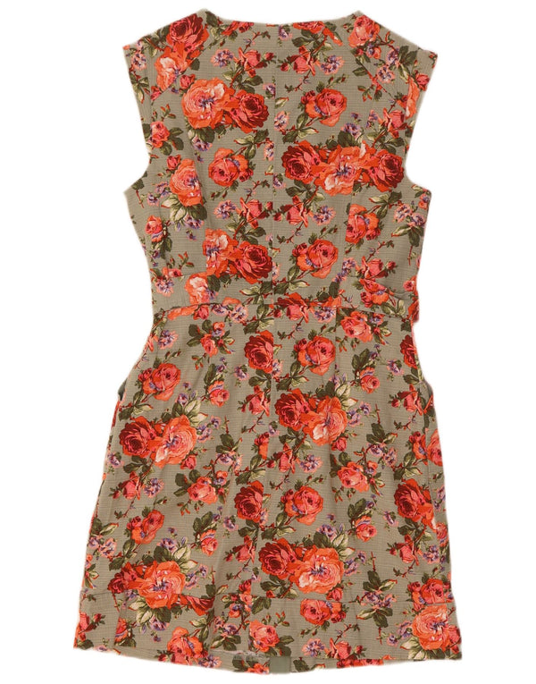 Abito tubino senza maniche da donna Oasis UK 10 Piccolo cotone floreale verde