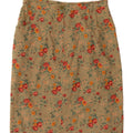 VINTAGE Womens A-Line Skirt W28 Medium Khaki Floral Vintage Vintage and Second-Hand Vintage from Messina Hembry 