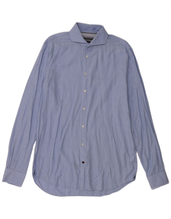 Camicia da uomo Tommy Hilfiger taglia 41 16 grande cotone pied de poule blu