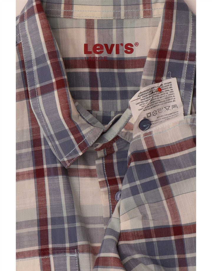 Levi's Camicia a maniche corte da uomo in cotone a quadri blu grandi