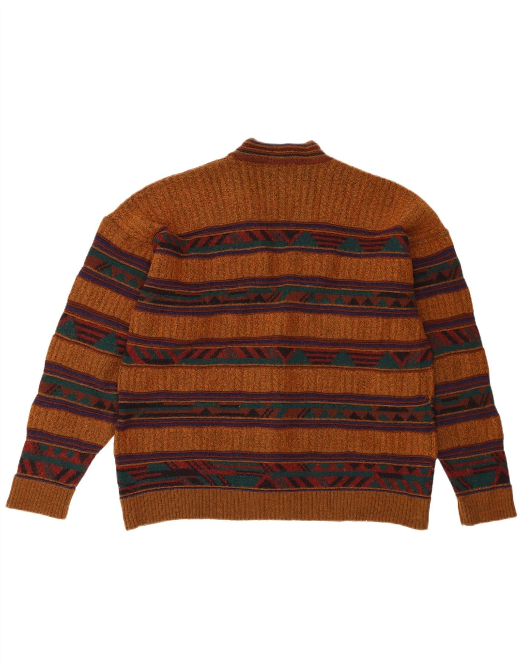 Maglione cardigan da uomo vintage marrone medio geometrico