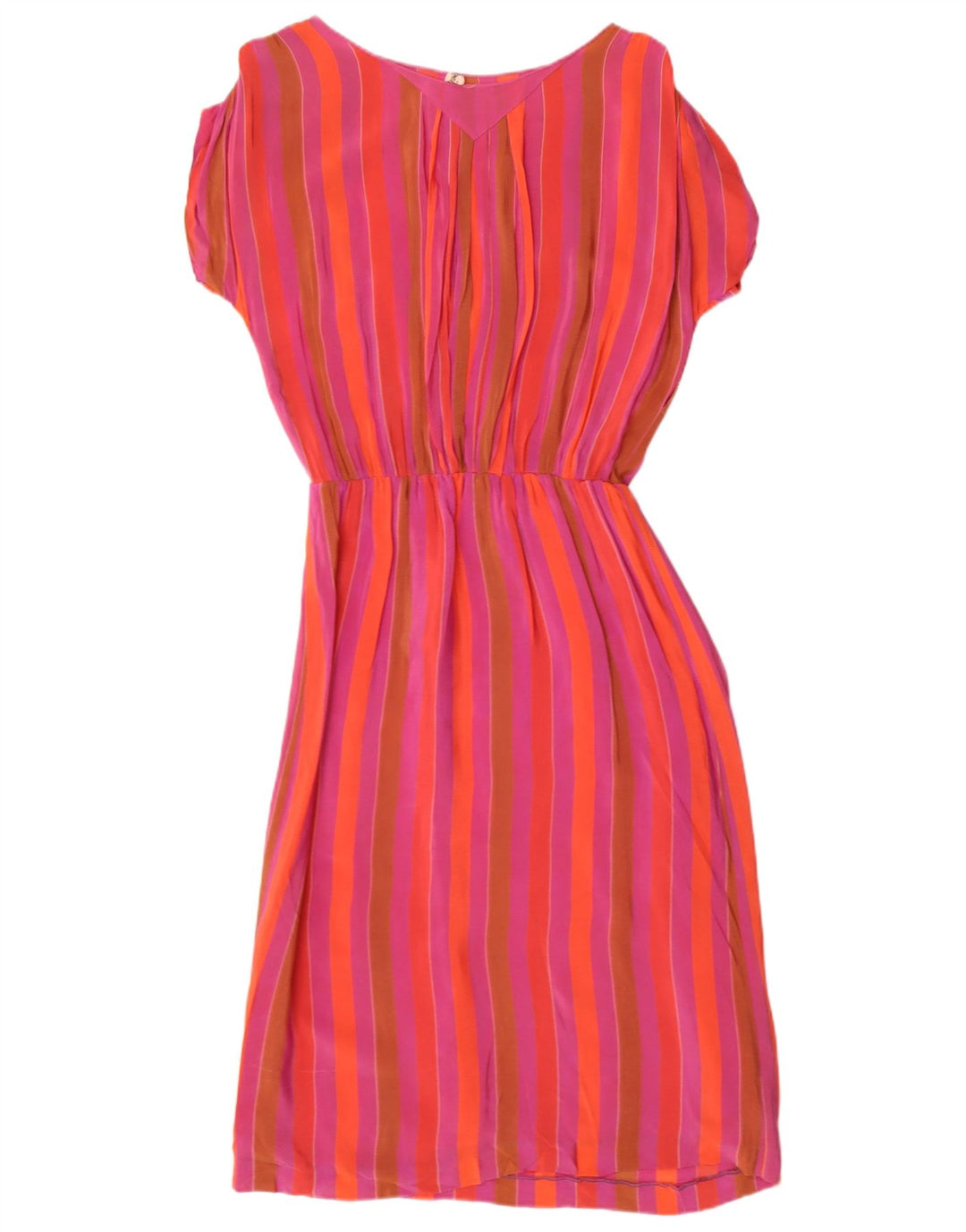 VINTAGE Womens A-Line Dress IT 44 Medium Multicoloured Striped Acetate