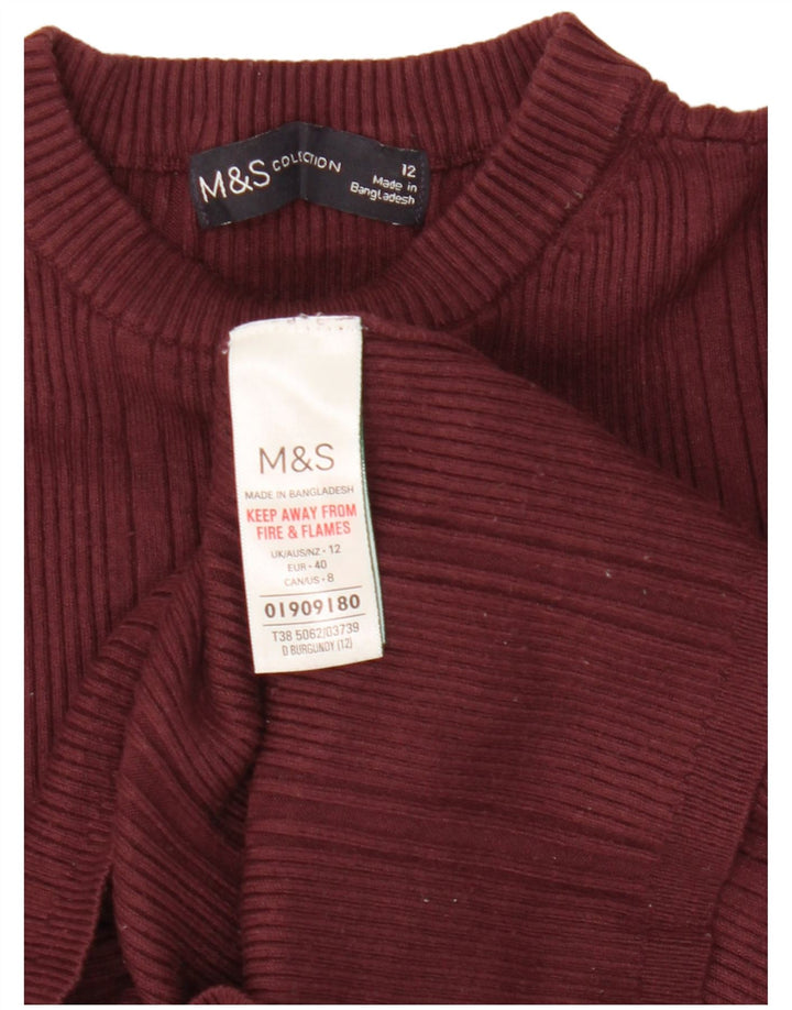 Maglione maglione girocollo da donna Marks & Spencer UK 12 Borgogna medio