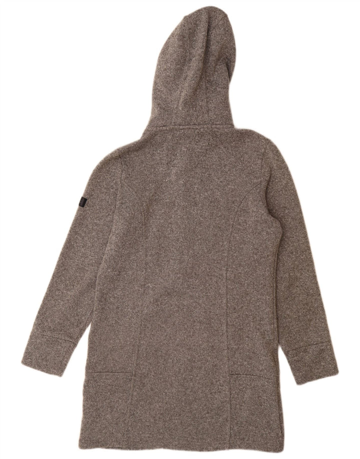 Maglione con cappuccio e zip a lunga lunghezza da donna VINTAGE UK 14 Poliestere grigio medio