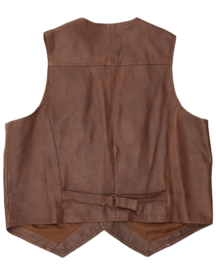 Gilet in pelle da uomo John F Gee XL Marrone
