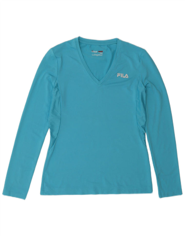 Fila Donna Top Manica Lunga UK 10 Small Blu Poliestere Sport
