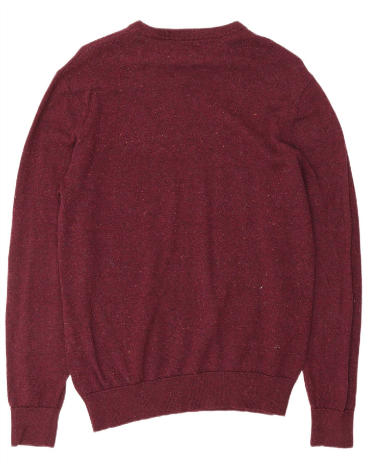 CREW CLOTHING Maglione da uomo con scollo a V piccolo bordeaux screziato
