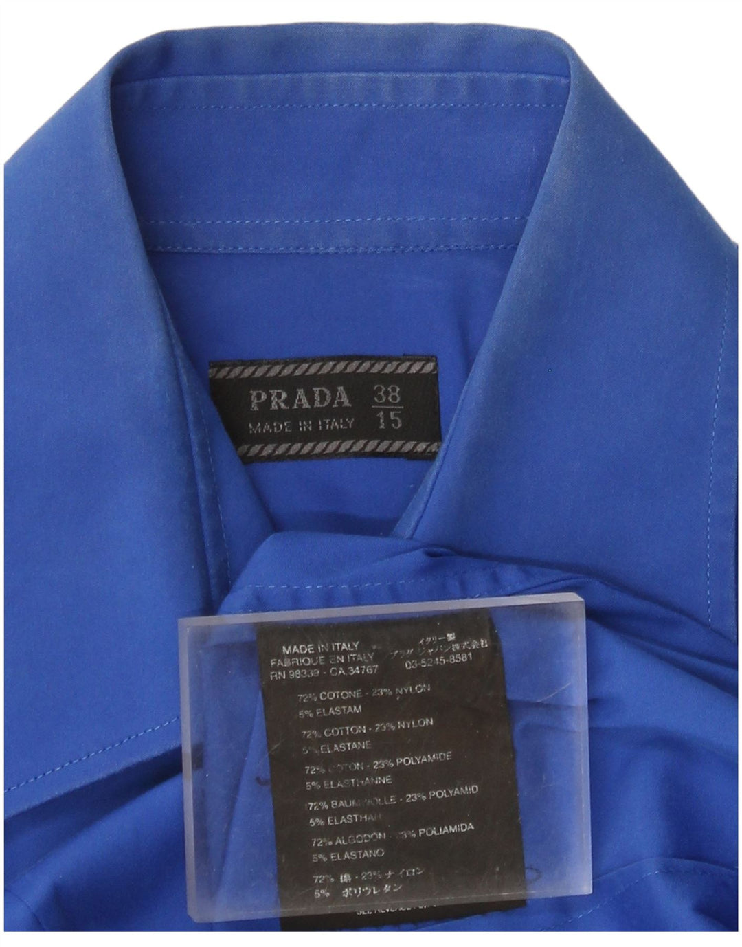 Camicia da uomo Prada taglia 38 15 cotone blu medio