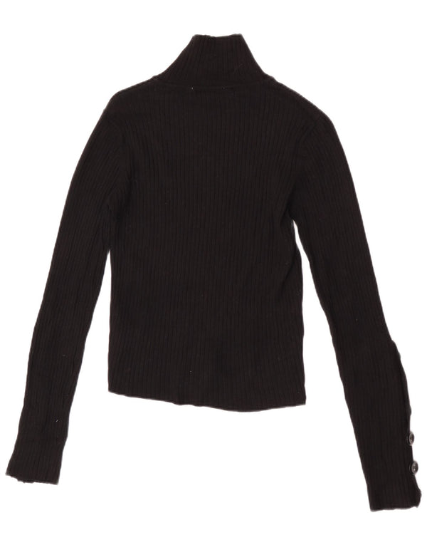 Top corto in maglia da donna Zara a maniche lunghe UK 14 grande in viscosa nera