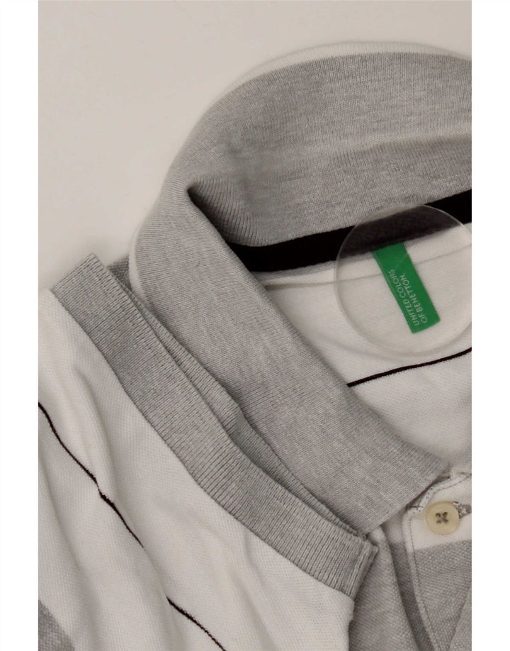 Polo Benetton Uomo Grigio Medio a Righe
