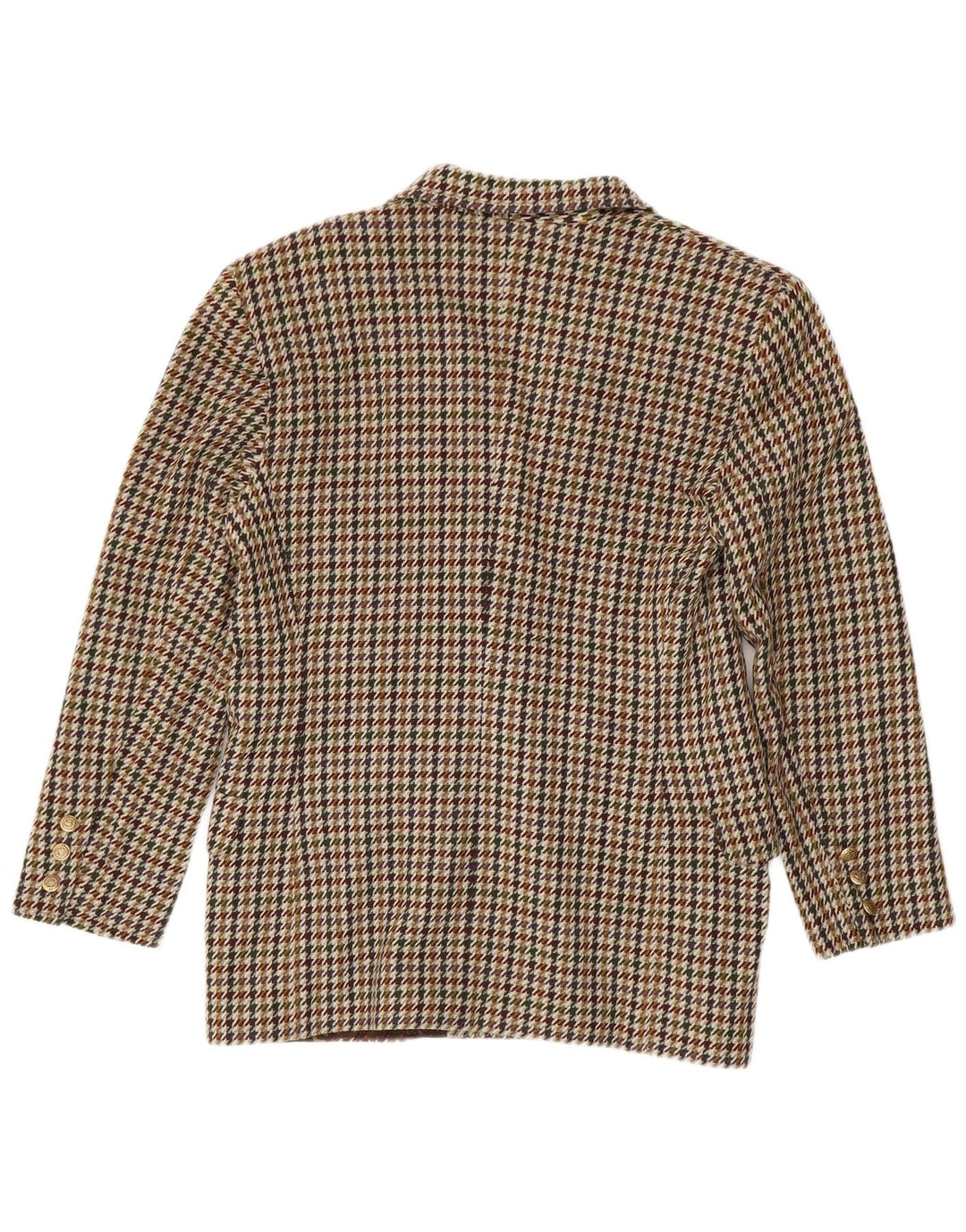 Giacca blazer doppiopetto vintage da donna US 10 grande pied de poule marrone